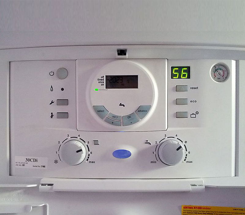 Combi boiler control panel