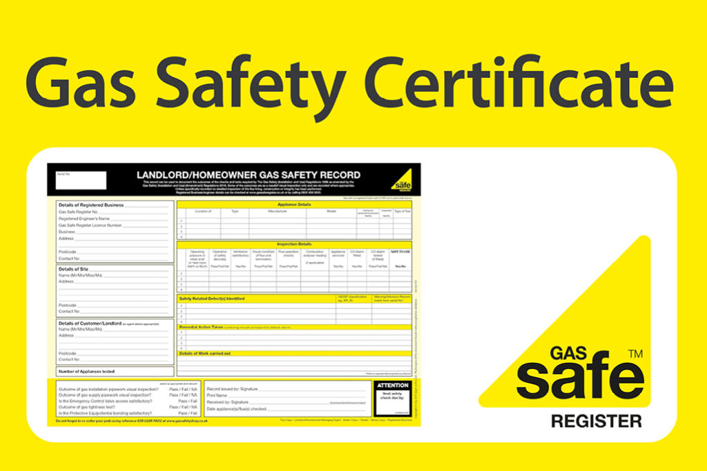 Gas Safe Register landlord gas safety record (CP12) certificate